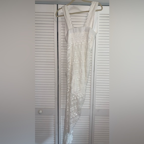 Just Bee Queen Tulum Bali Ruched Crochet Lace Dress White XS $725 - Picture 9 of 9